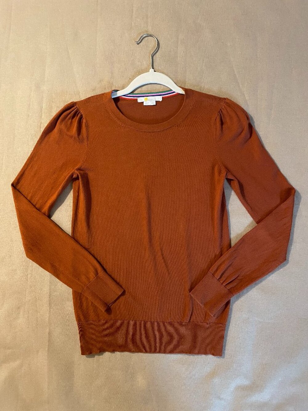 Boden Sweater Women's Size XS Tan Cotton Crew Neck Long Sleeve Preppy Academia